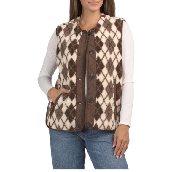 BLANK NYC Brown Faux Sherpa Vest - Picture 1 of 2